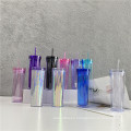 AS Acrylic plastic slim tumbler with straw in bulk acrylic cup Custom Eco Acrylic Plastic Shimmer Drink Tumblers with Straw